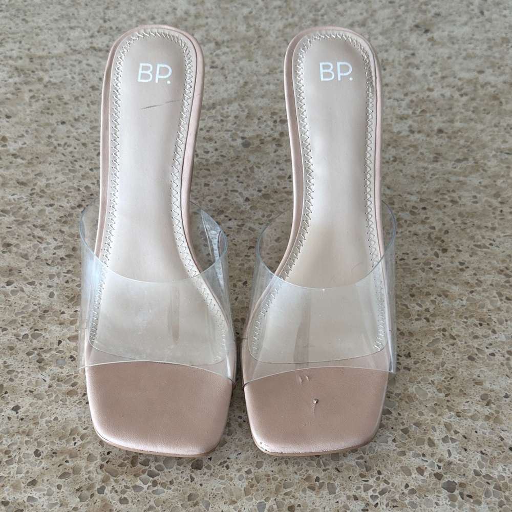 BP Women's Nude and Clear Heeled Slides